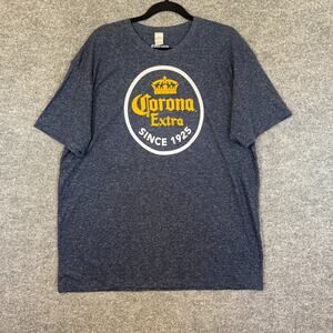 Corona Shirt Mens 2XL XXL Blue Tshirt Casual Short Sleeve Crewneck Vintage